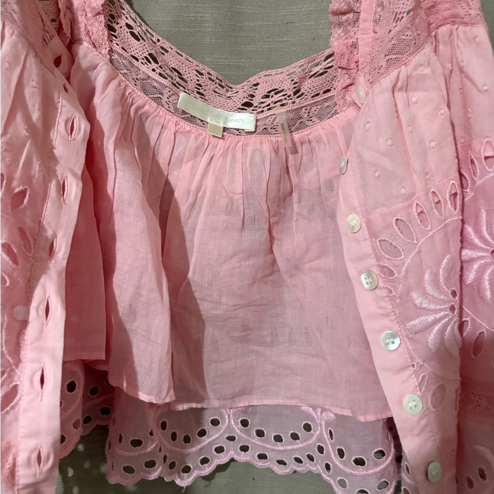 LOVE SHACK FANCY PINK EYELET TOP - Picture 8 of 10